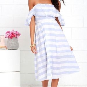 SALE! Stripped off the shoulder midi dress